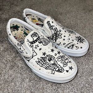 Vans tattoo Ucolor skateboard slip on shoes, men size 7.0, woman’s 8.5